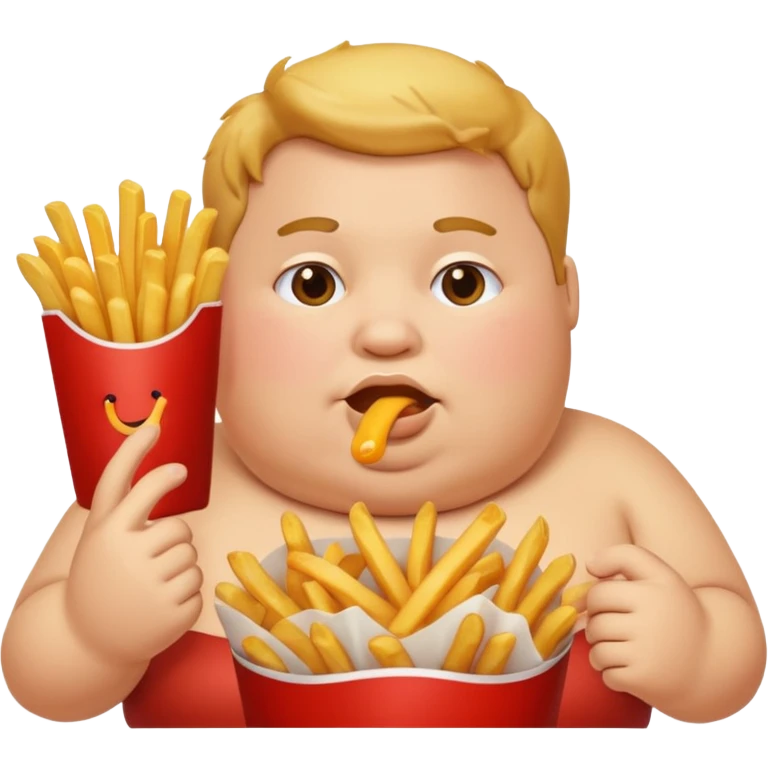 Fat person with French fries emoji