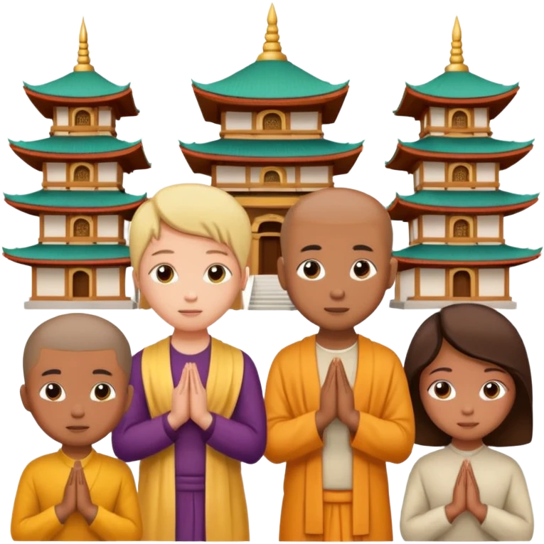 people praying in a Buddhist temple emoji