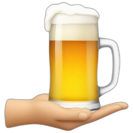hand holding a tray with beer in it emoji