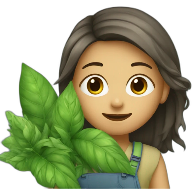 jeune fille entourée de plantes emoji