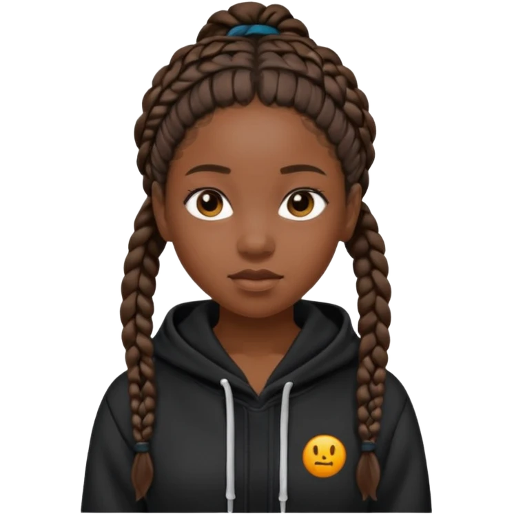 black girl with braids in a black hoodie emoji