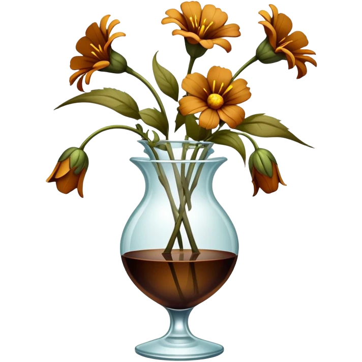 severely drooping dead flowers hanging over the edge of a vase emoji