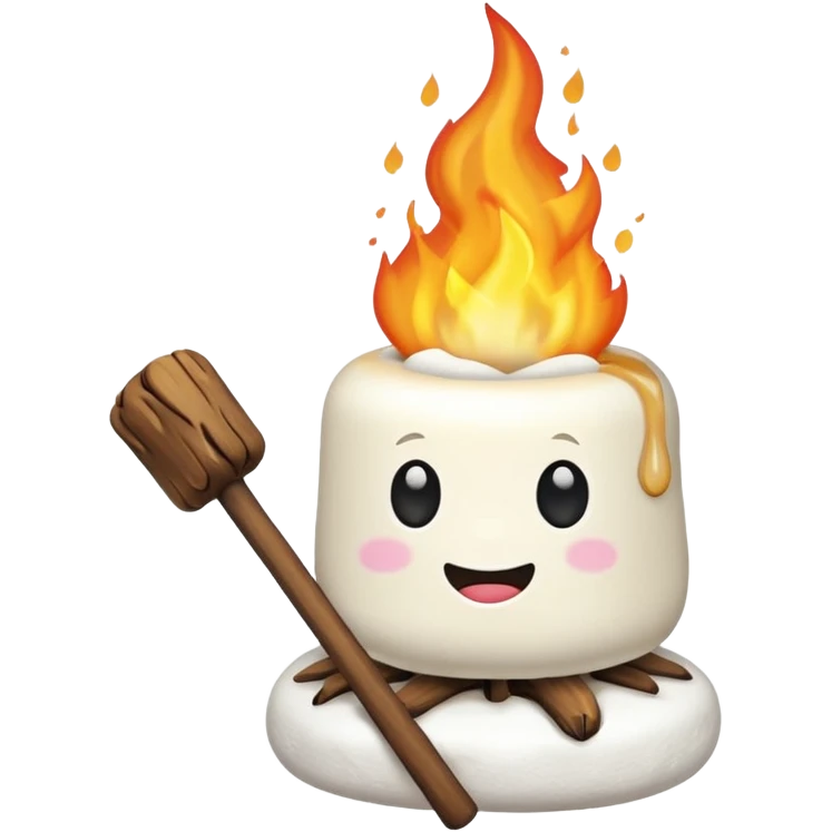melting Marshmallow on fire wuth stick emoji