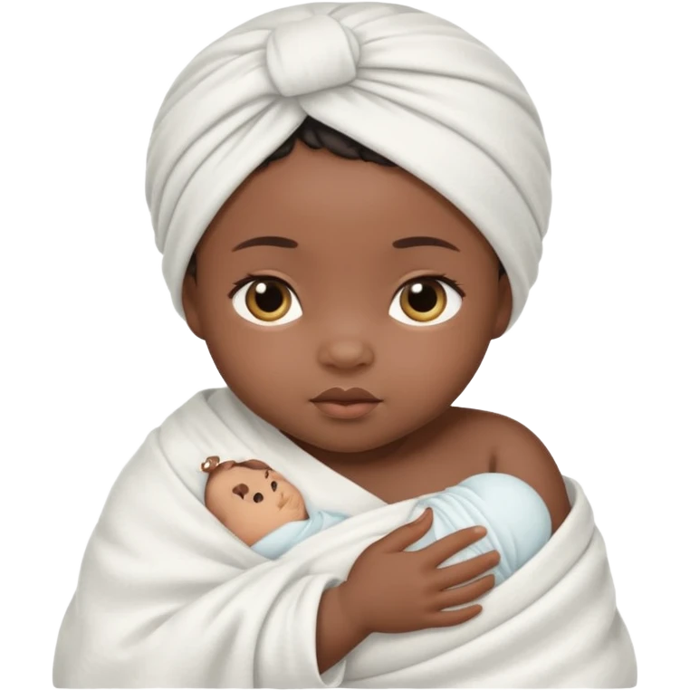 newborn black baby girl in a swaddle emoji