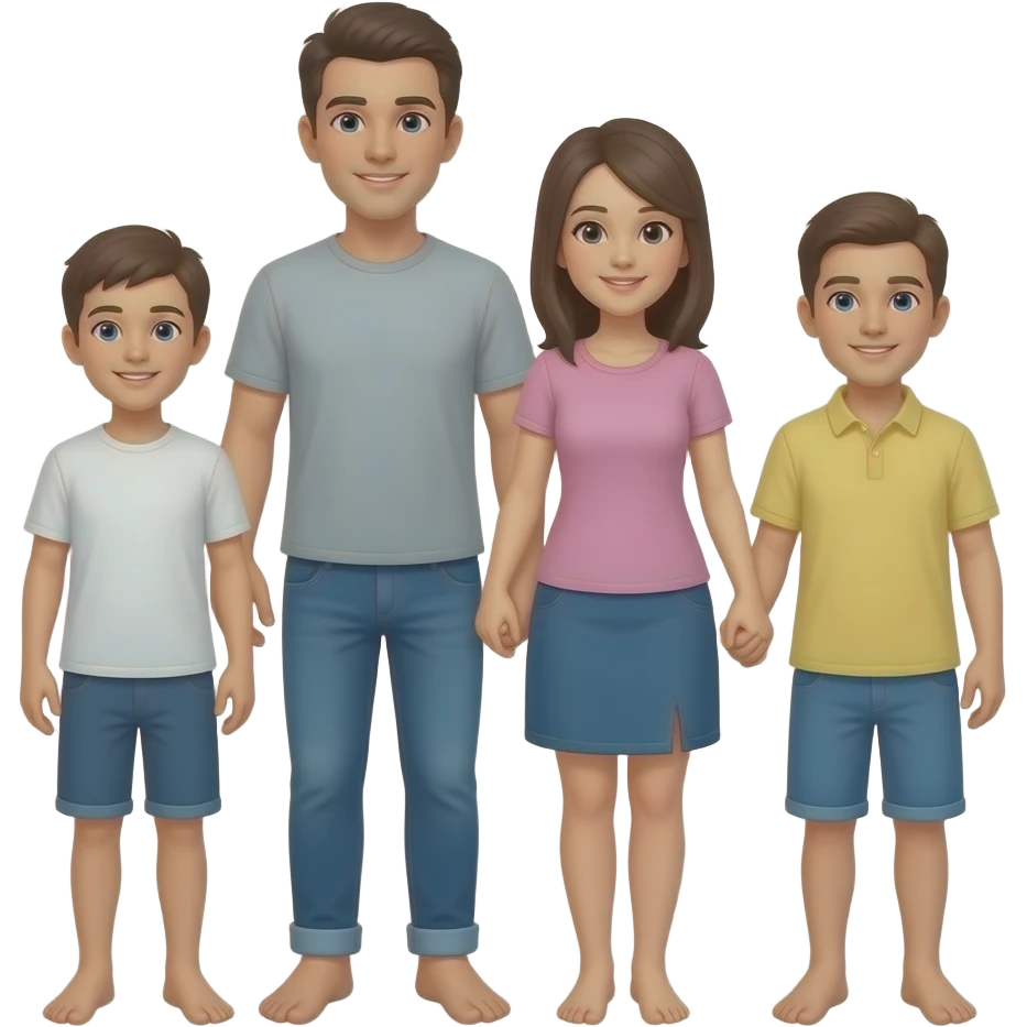 Familia descalza emoji
