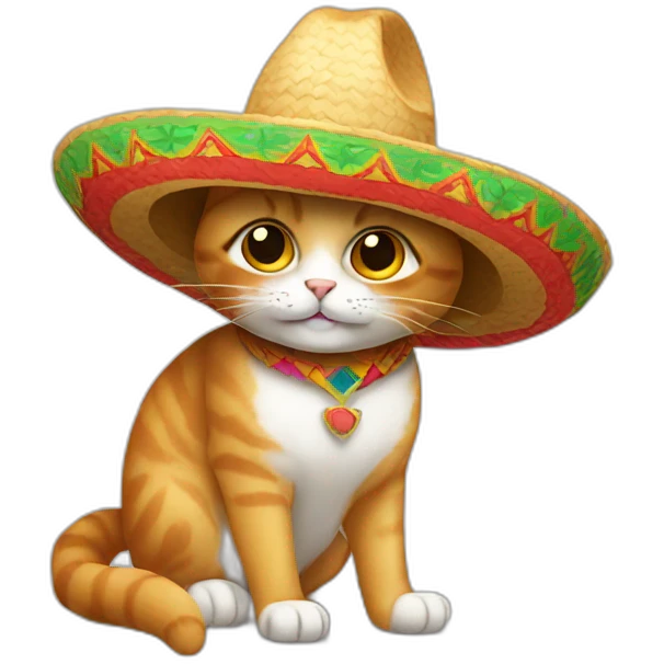 a cat with a mexican hat emoji