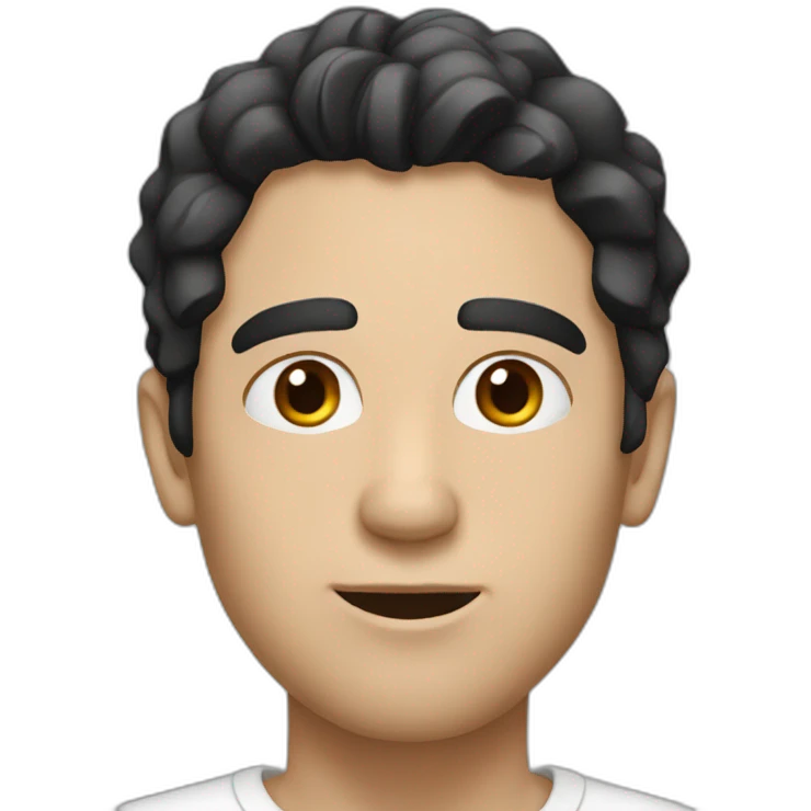 man white skin, black hair, brown eyes. speek with client emoji