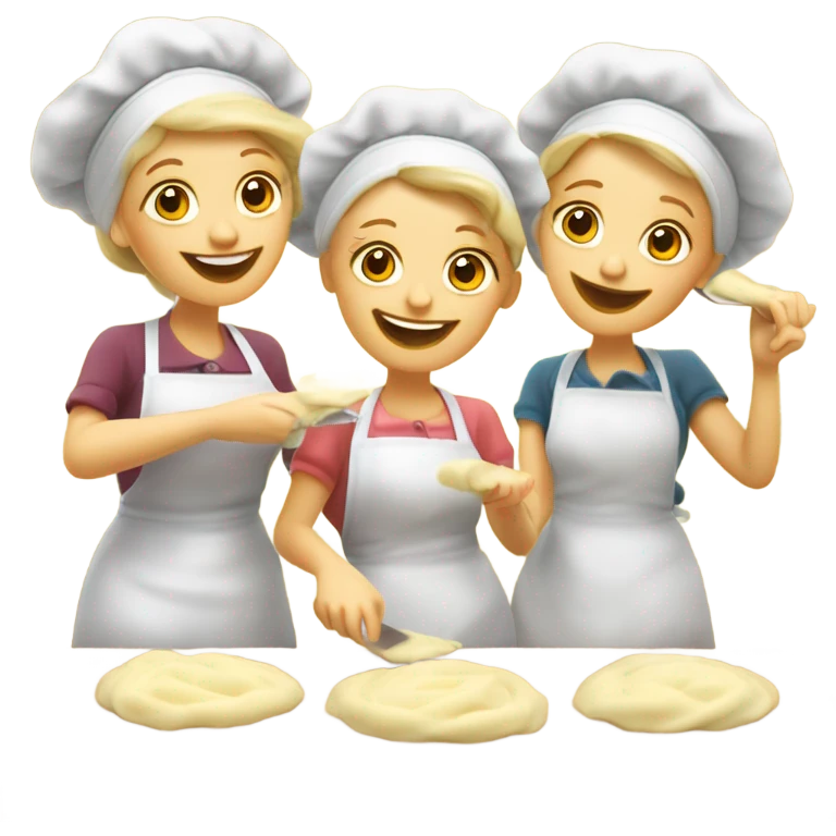 White sisters making ravioli emoji