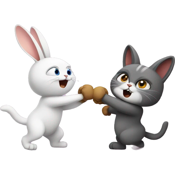 cat and rabbit fight emoji