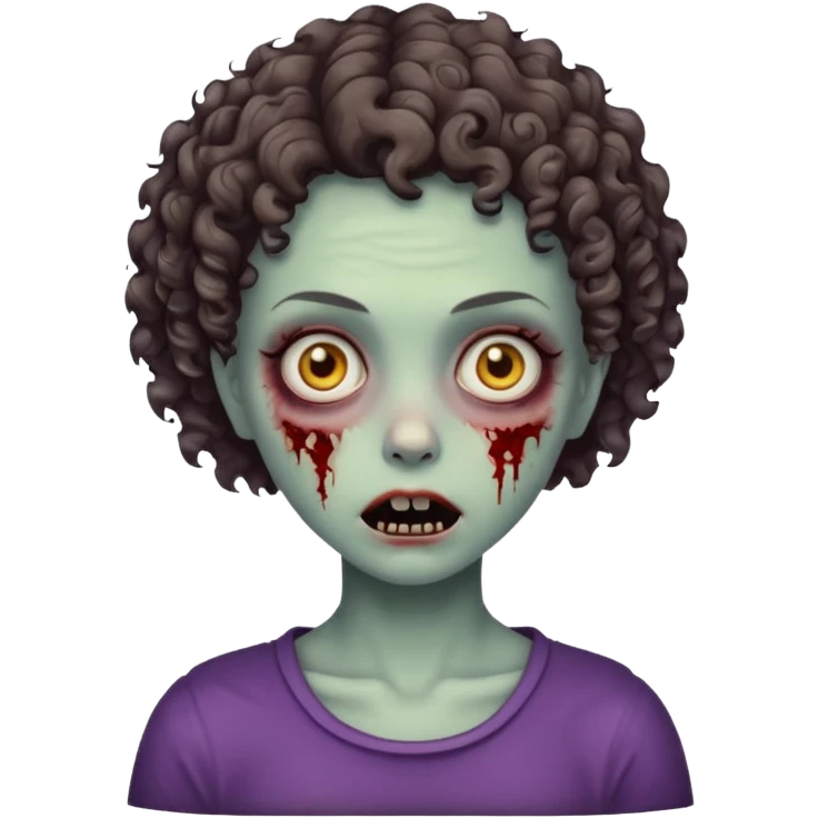 A zombie girl with very short curly hair emoji