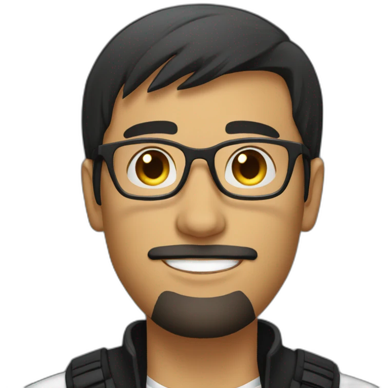 white young man with round glasses and black straight short hair and short blackbeard emoji