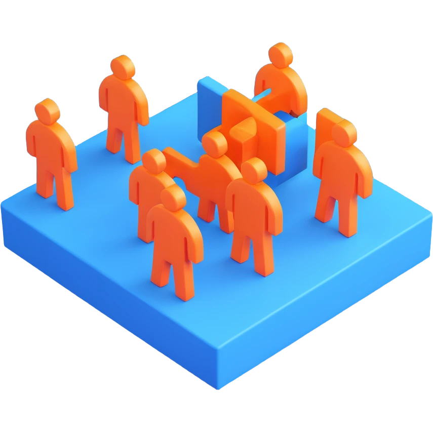 3d icon of a team, blue colors emoji