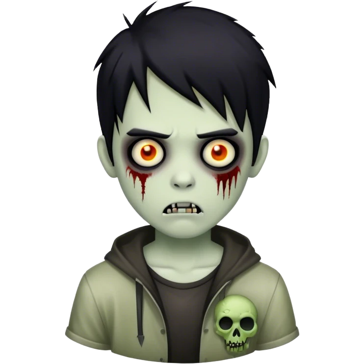 boy zombie with black hair emo emoji