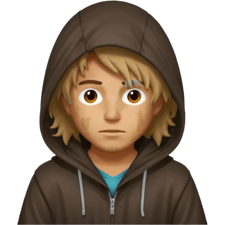 Moreno greñudo con capucha cuba la cara emoji