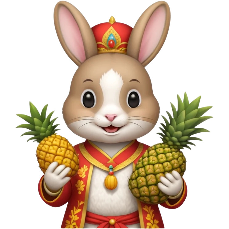 rabbit, wearing chinese ancient custome, with pine apple emoji