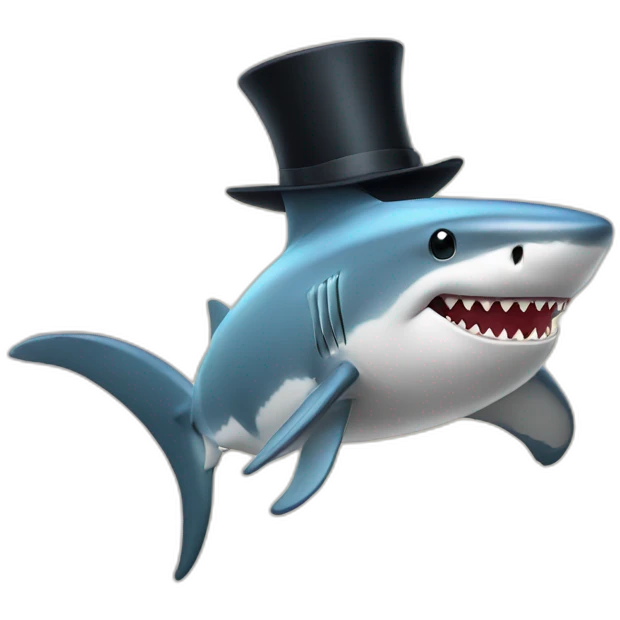 Shark with a top hat emoji
