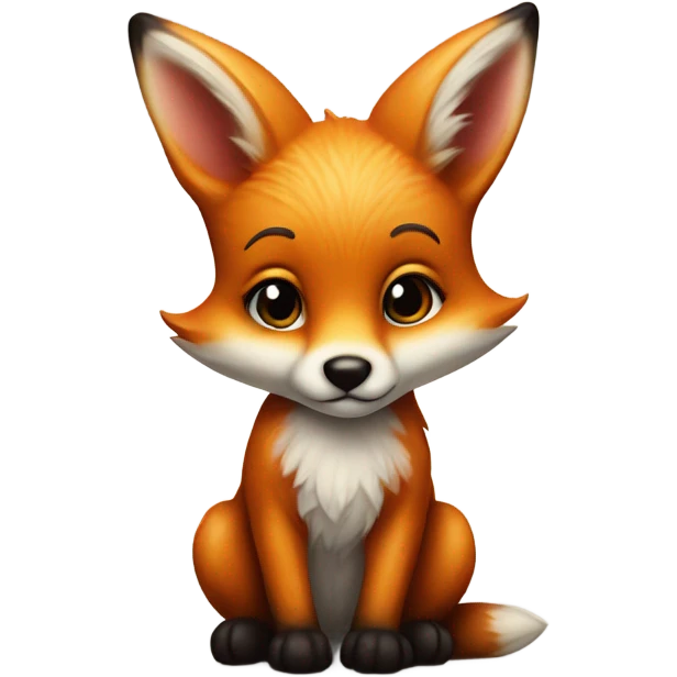 Detailled and photorealistic Baby fox with a big heart emoji