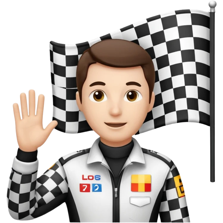 SONO UN DIRETTORE DI GARA AUTO E SBANDIERO CON LA BANDIERA A SCACCHI PUOI GENERARE MENTRE SBANDIERO AUTO emoji