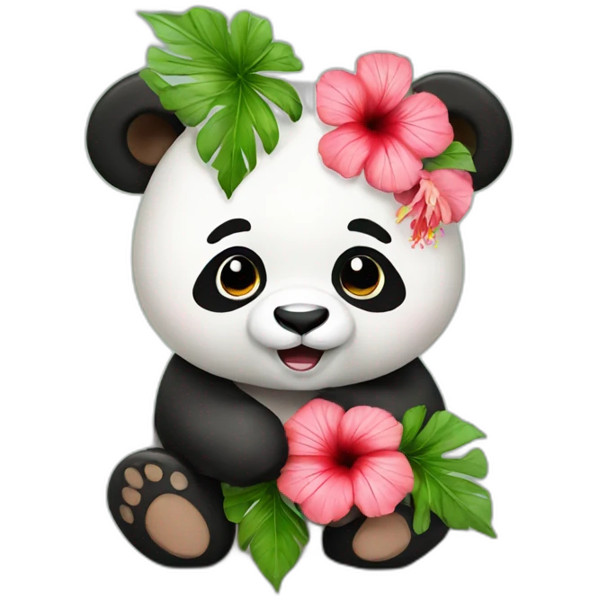 panda avec hibiscus emoji