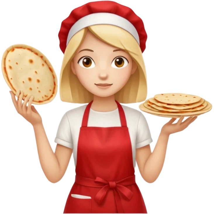girl white t-shirt red apron with a piadina in her hands emoji