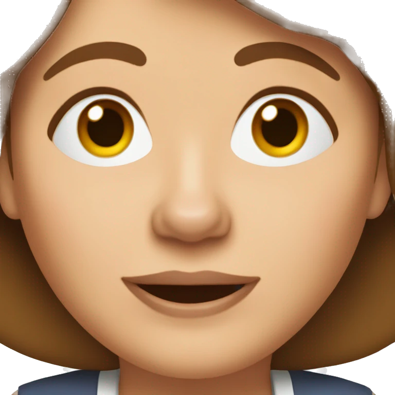 A woman in her 60's with brown-hair, brown eyes and a beagle dog emoji