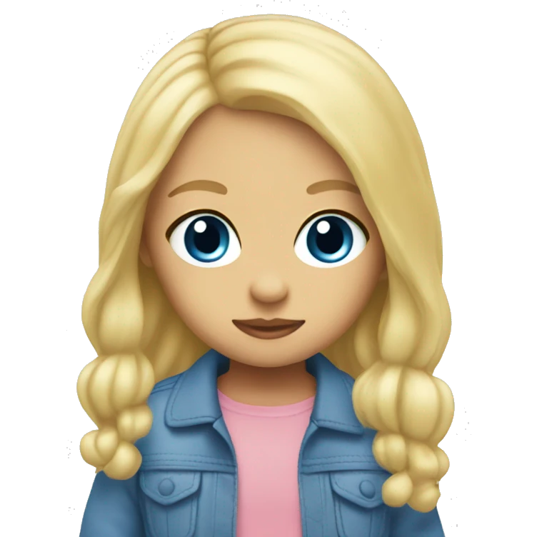 Blonde hair blue eye baby with toy bus emoji