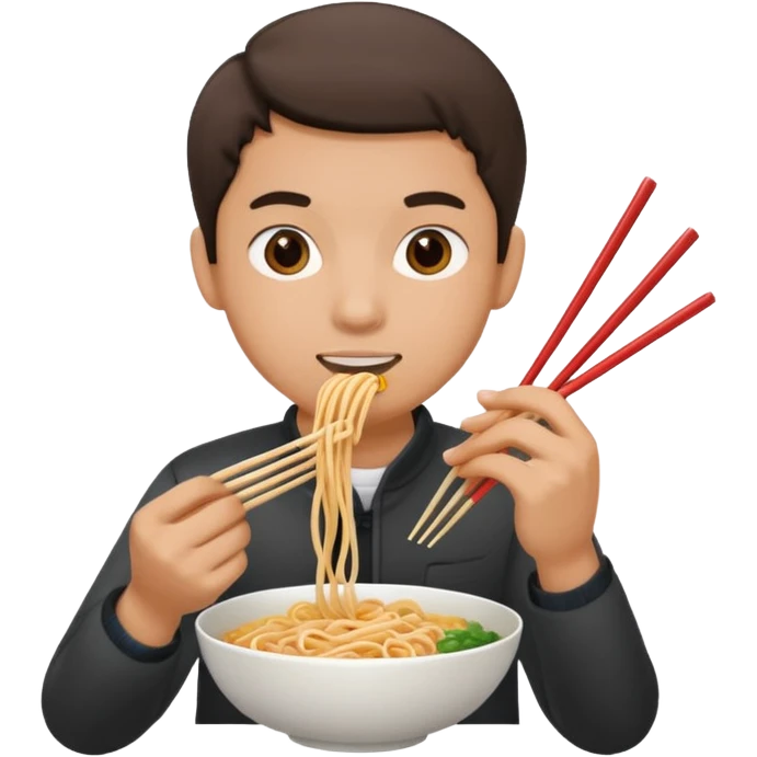 Create a person having noodles dinner. emoji