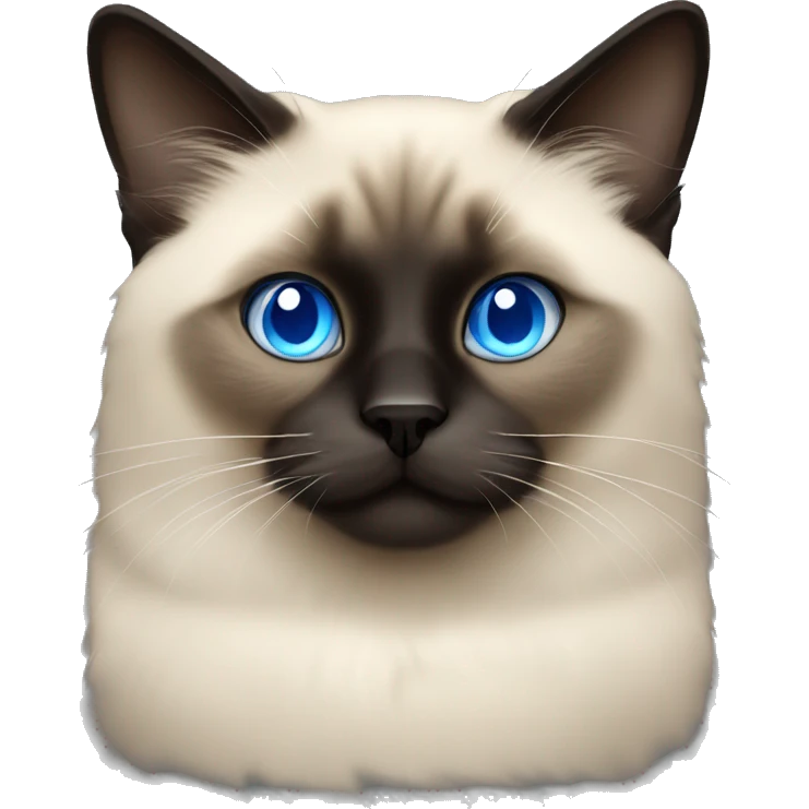 fluffy siamese dark face and blue eyes emoji