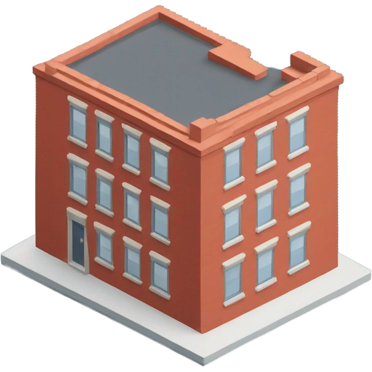 isometric red brick flat building emoji