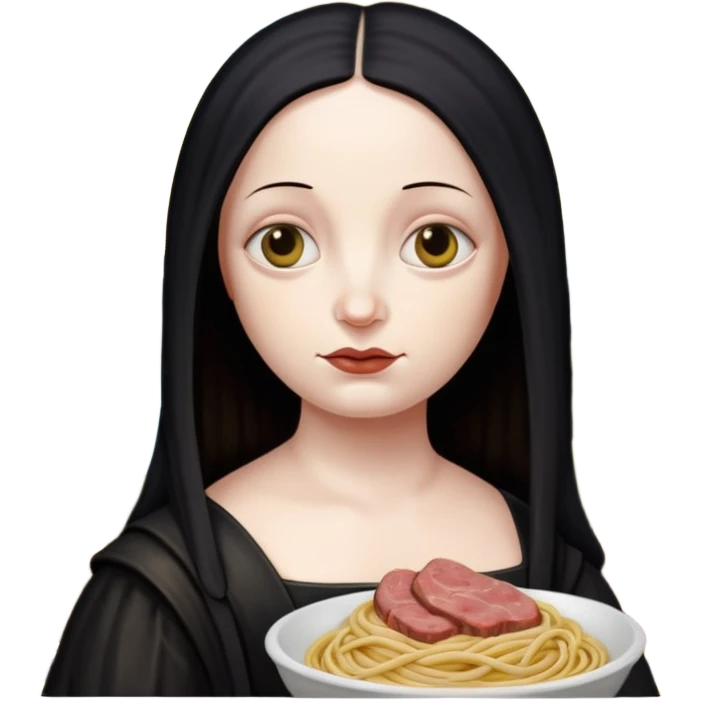 goth monalisa SPAM meat spaghetti slop art modern portrait  emoji