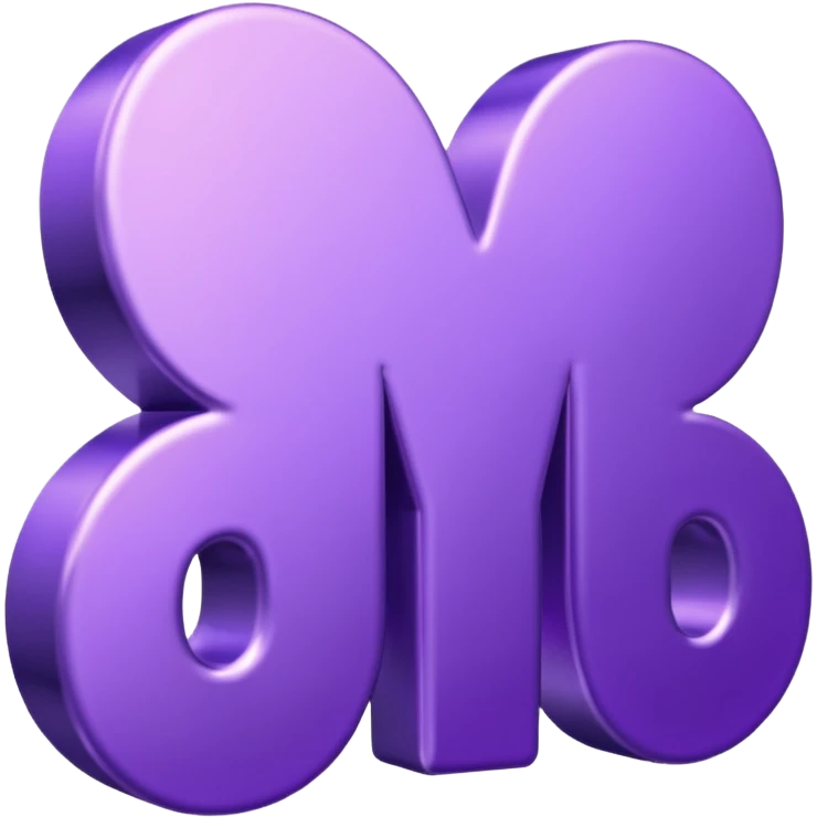 3D text that spells "me" in a shiny purple font  emoji