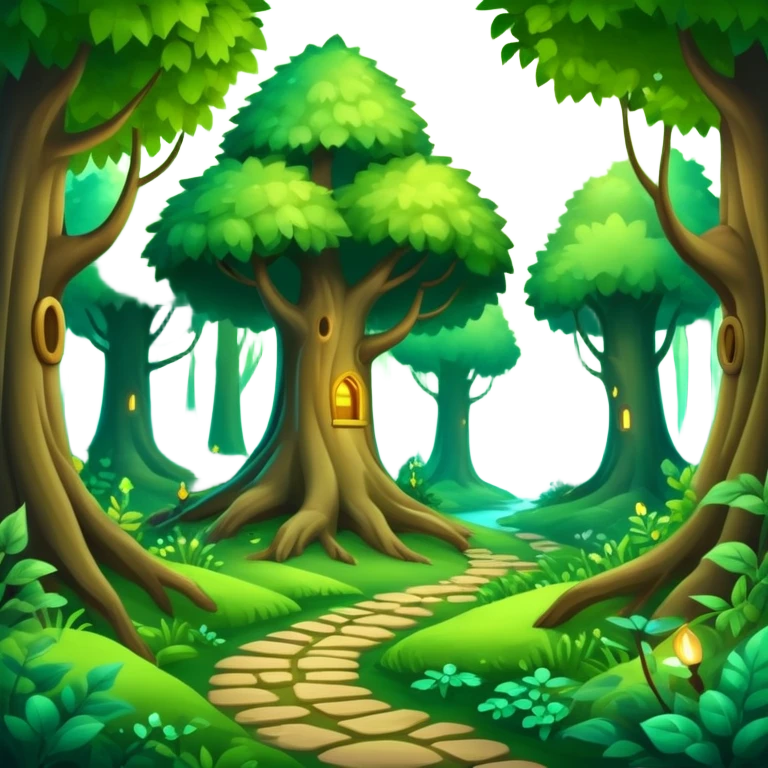enchanted forest scene with lush green trees and magical glowing accents emoji