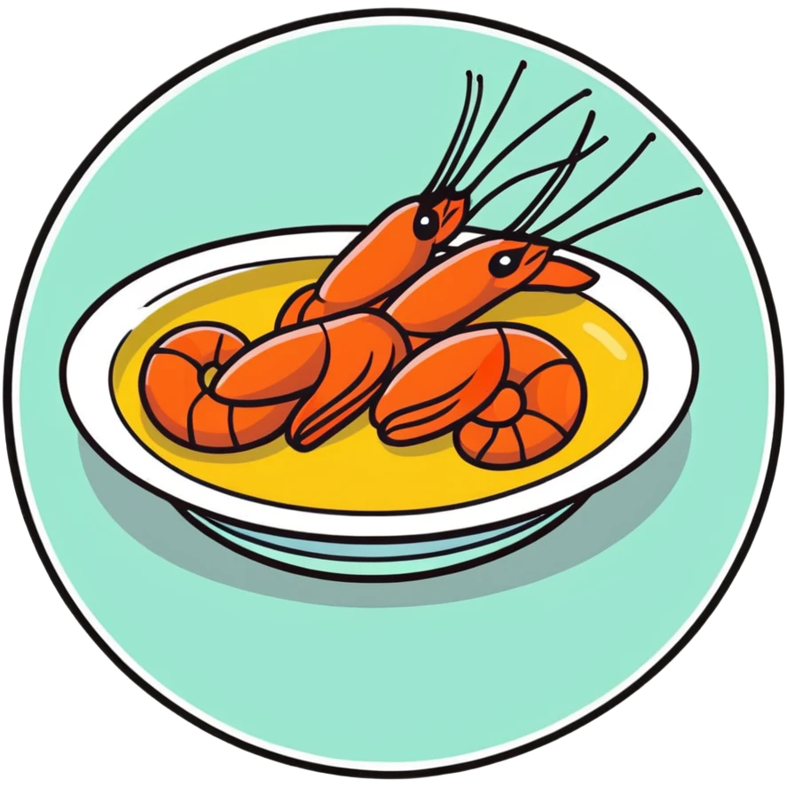 colorful cooked shrimp on a plate emoji