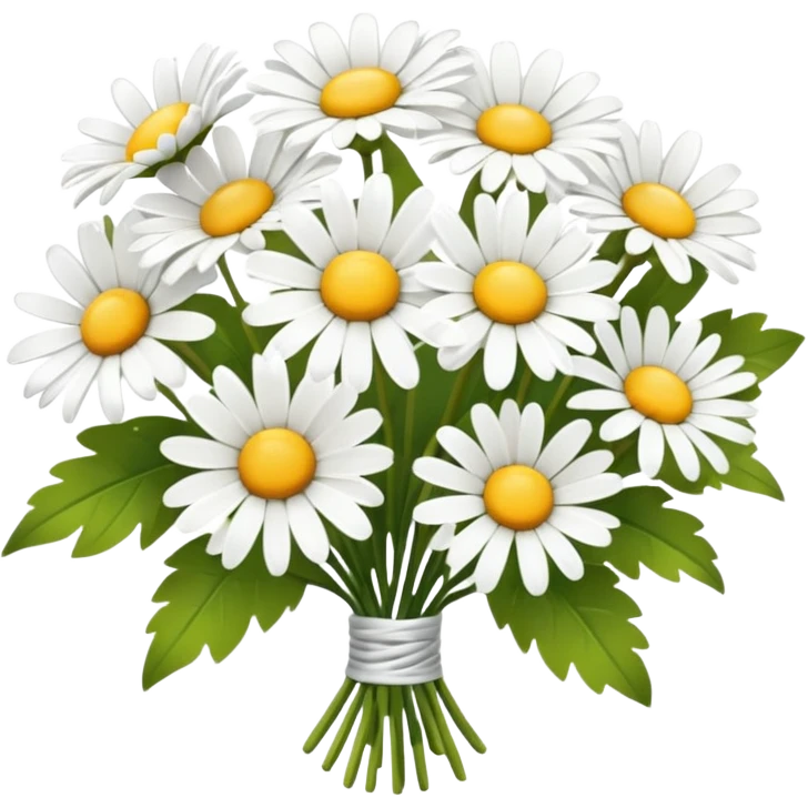 a bunch of daisies in a small bouquet, delicate and fresh emoji