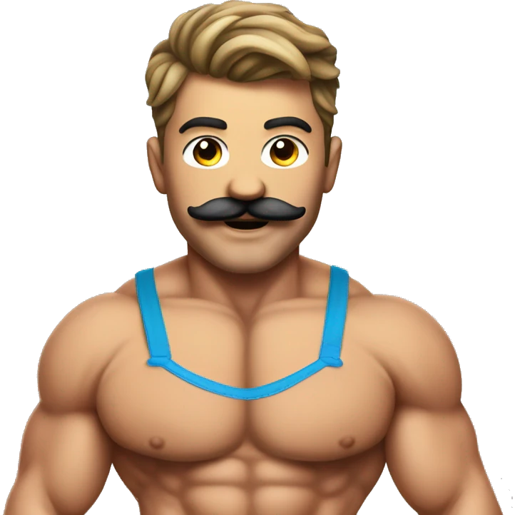gay bodybuilder with mustache in jockstrap realistic emoji
