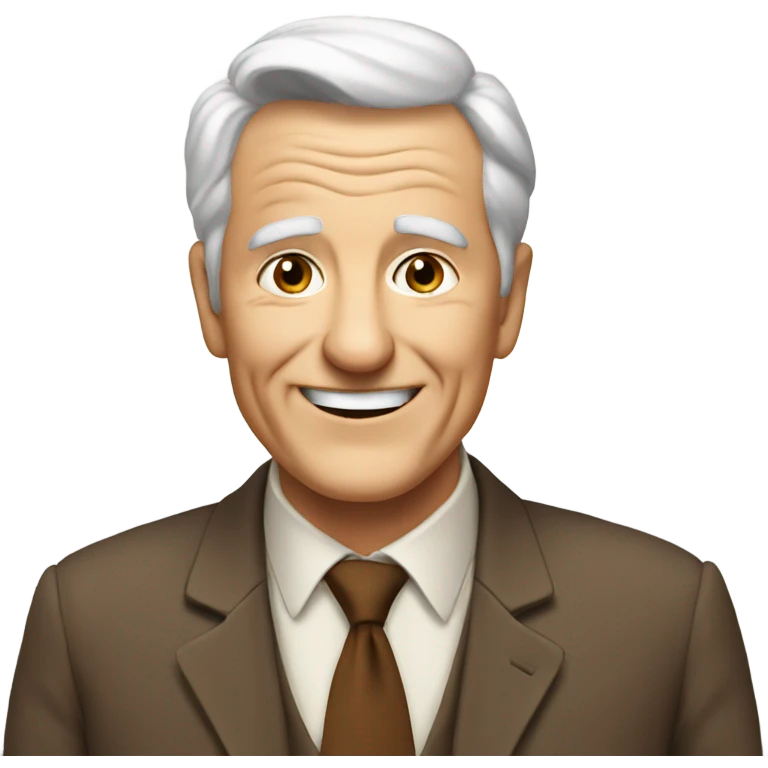 an elderly white smiling man in a brown suit emoji