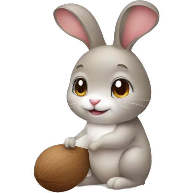 Cute rabbit with coconut  emoji