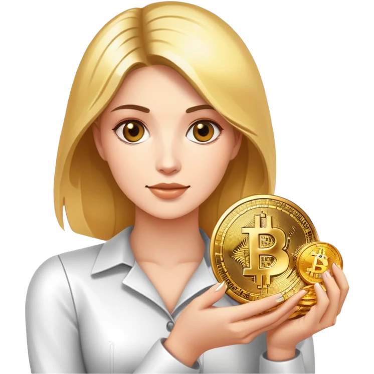 Woman with a lot of Bitcoin  emoji