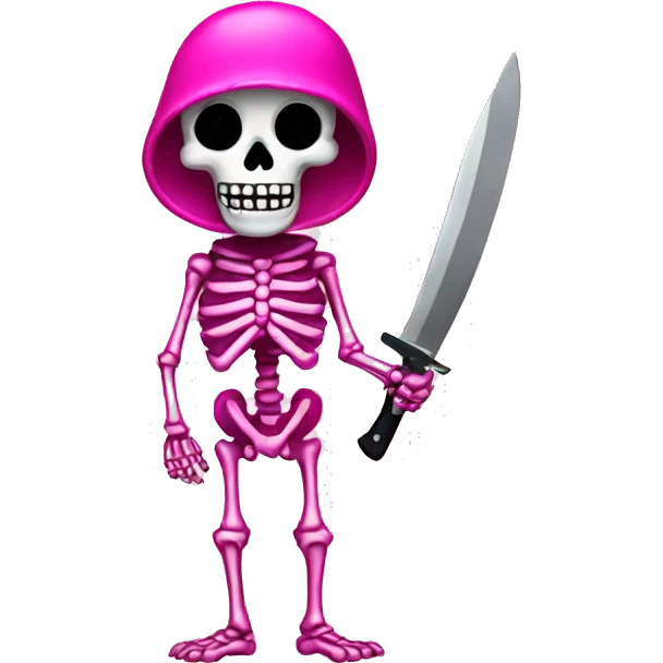Pink skeleton with knife emoji