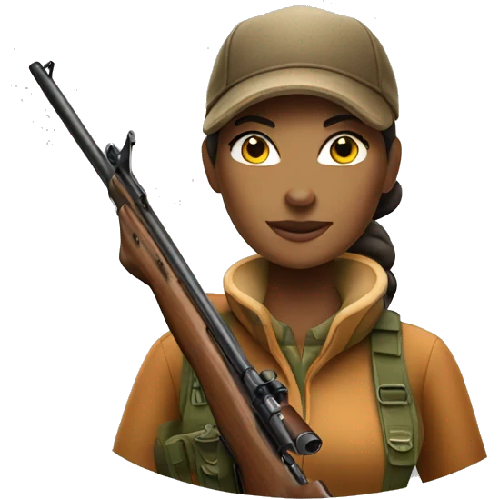Female deer hunter with classic rifle emoji