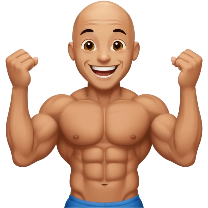 bodybuilder in a stringer bald and small laughing emoji