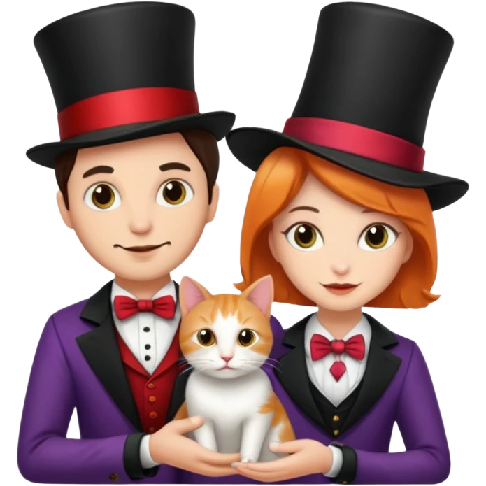 magician couple and their pet cat emoji