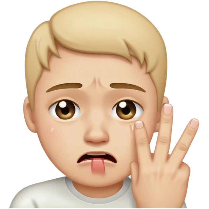 Crying face with middle finger emoji
