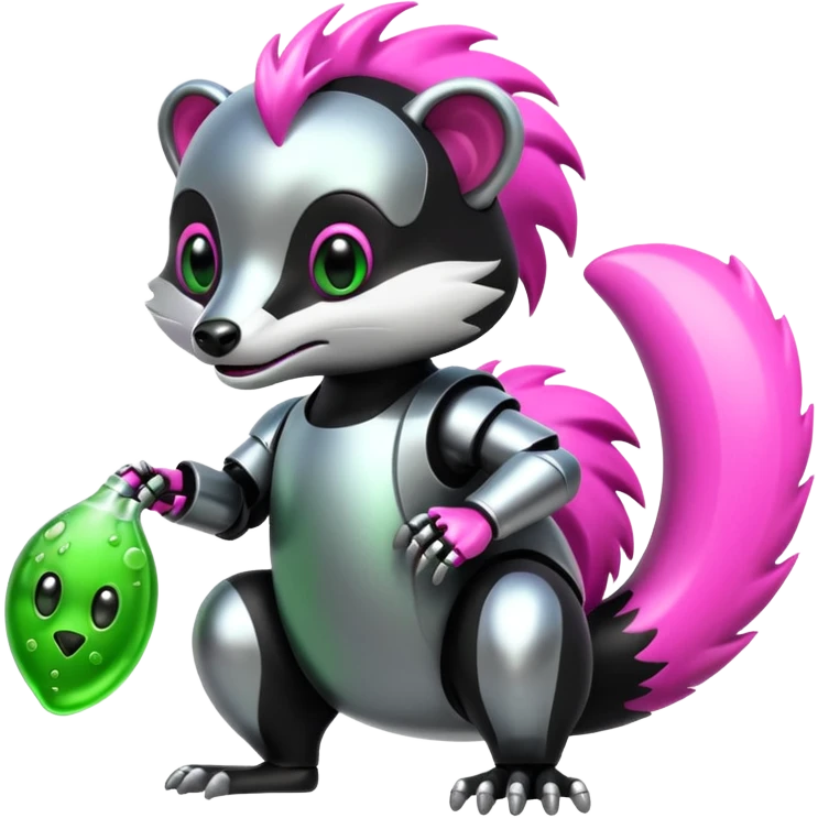 robo skunk with bacteria in samsung emoji style emoji