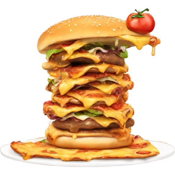 Pizza eating a burger  emoji