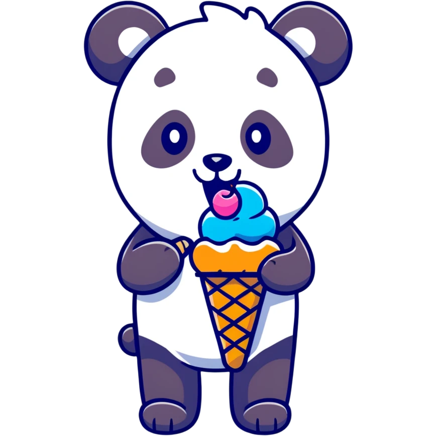 Panda eating ice cream emoji