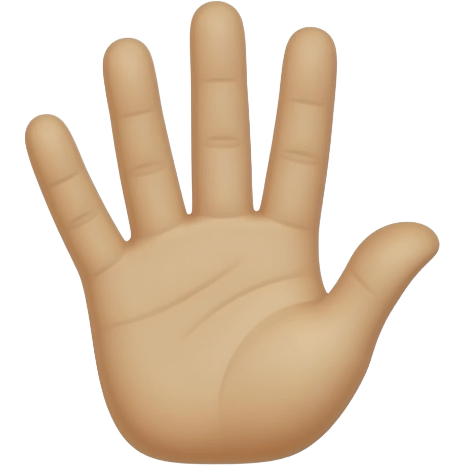 Show only the emoji. 5 fingers up. The 3rd finger is on top of the 4th finger. emoji