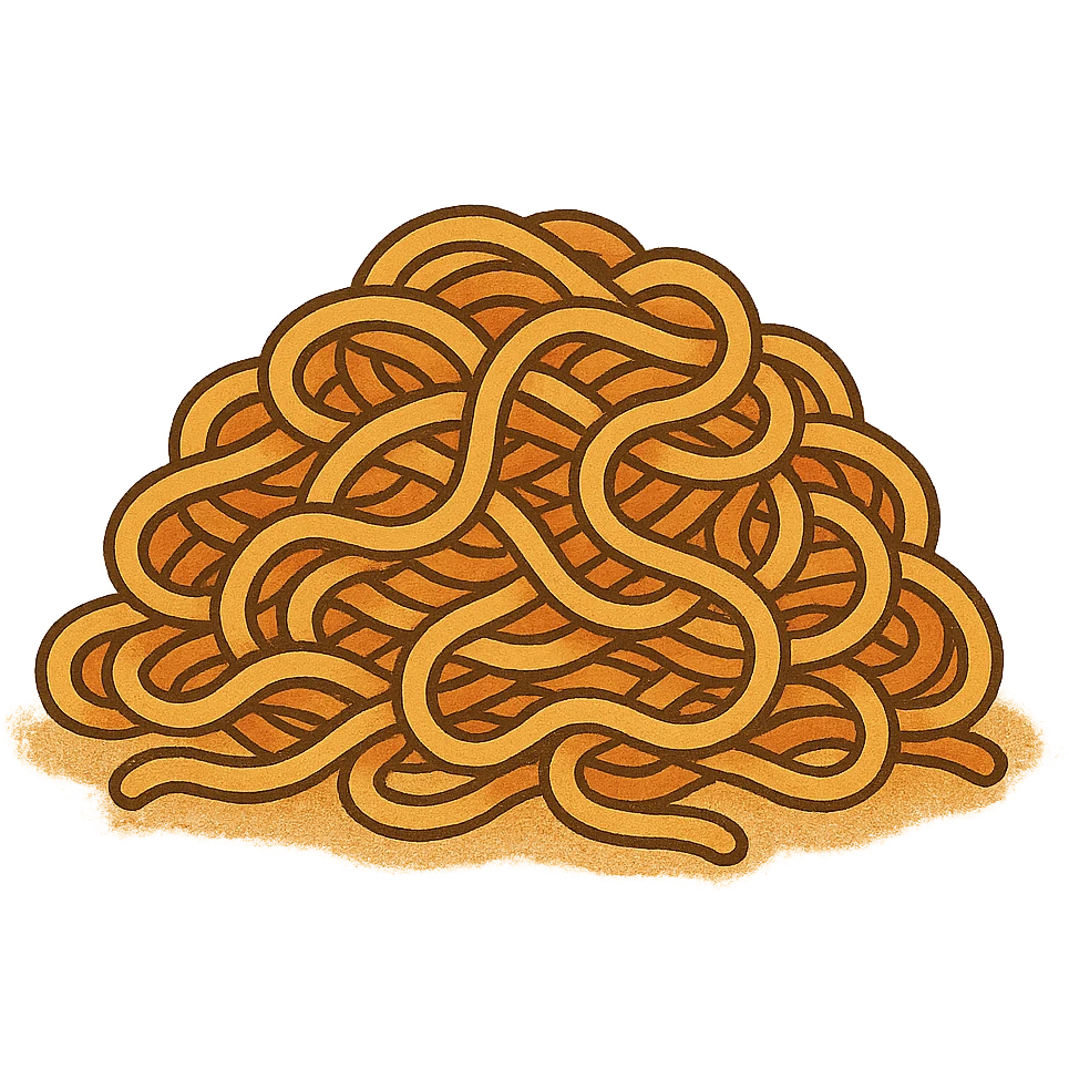 loose noodles arranged in a heap, no bowl or chopsticks, clean look emoji