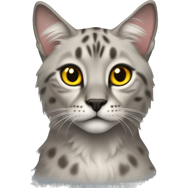 Black fur fully body lynx point cat yellow eyes emoji