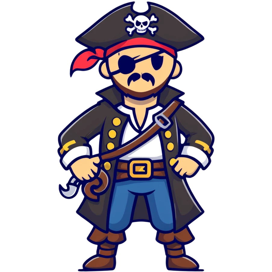 fierce pirate captain with hook hand emoji